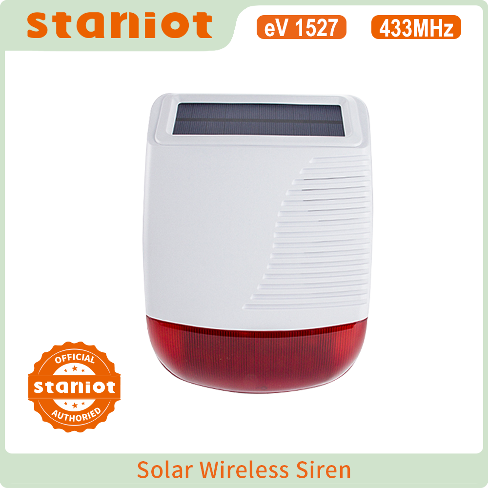 Alarm Siren Outdoor - Staniot Wireless Outdoor Solar Strobe Siren