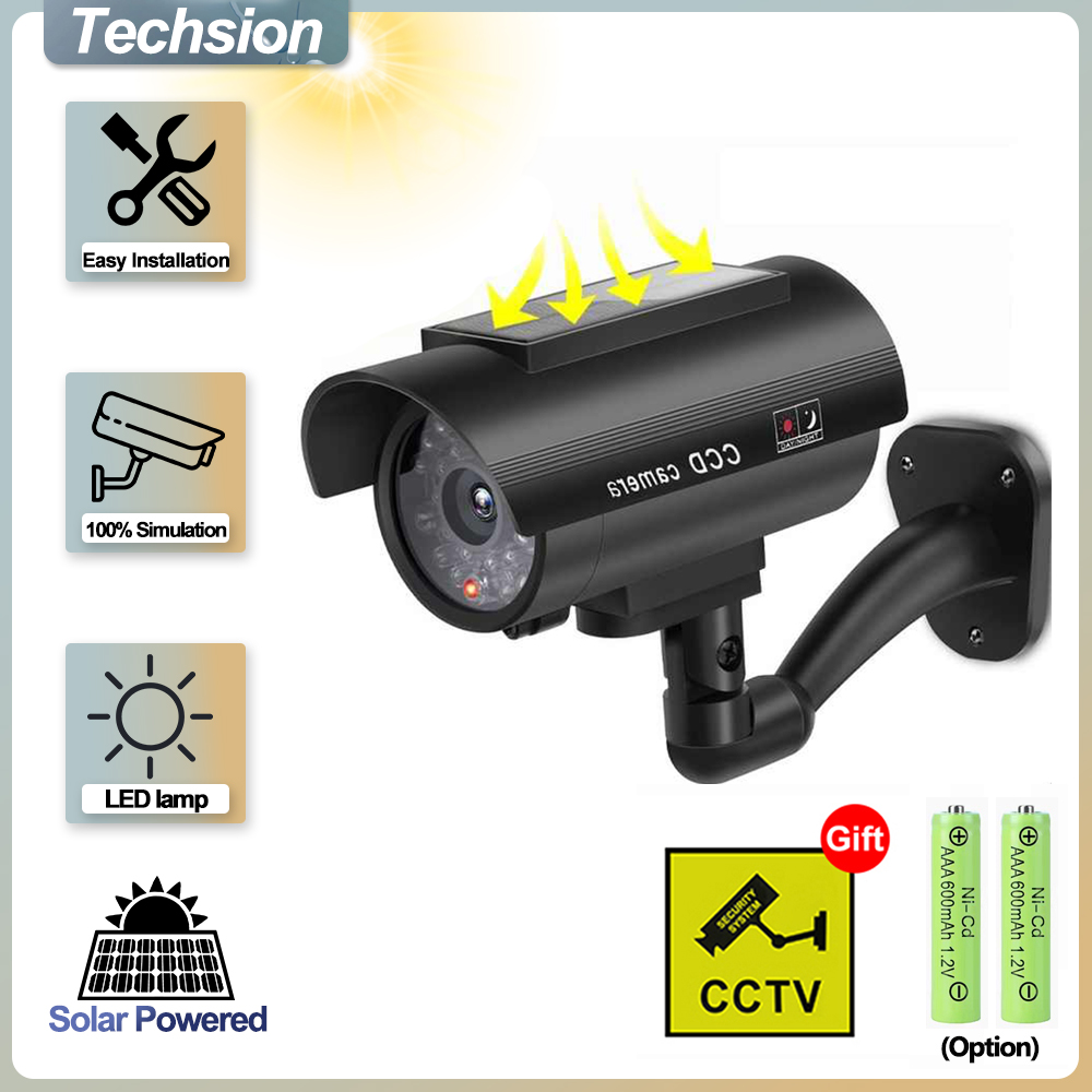 Home Security And Cctv - Solar Panel Dummy Surveillance Camera Outdoor