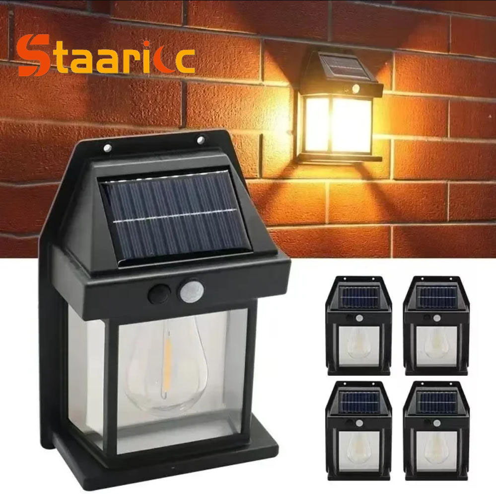 Home Security Yard Sign - Outdoor Solar Tungsten Wall Light with