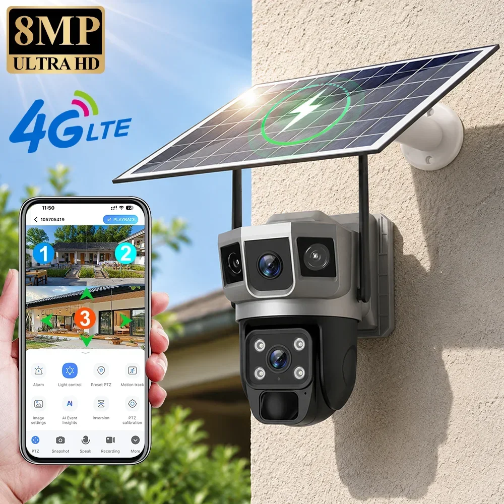 Home Security La - V380 4K 3 Screens 4G Camera