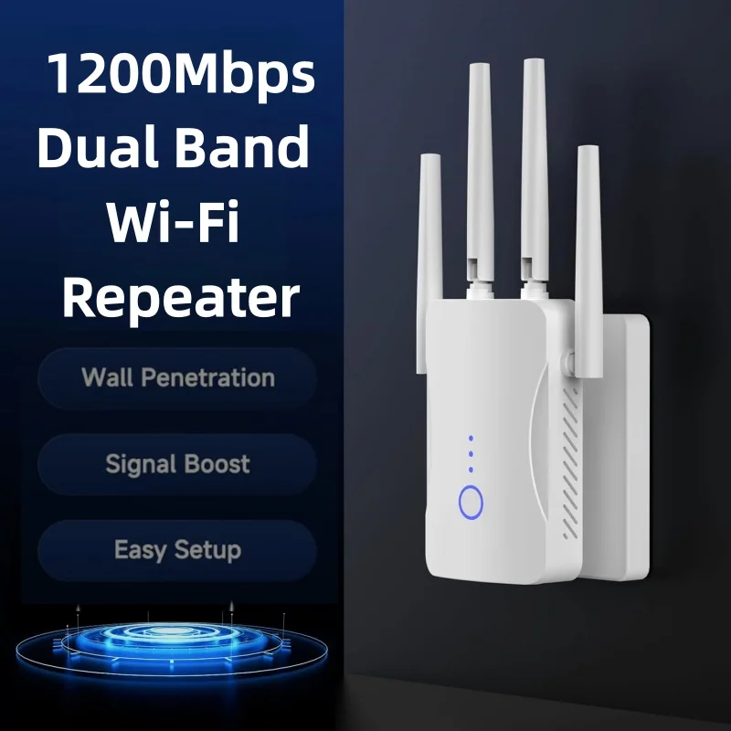 Home Security And Internet - 2.4G/5GHz Dual Band WiFi Repeater 1200Mbps