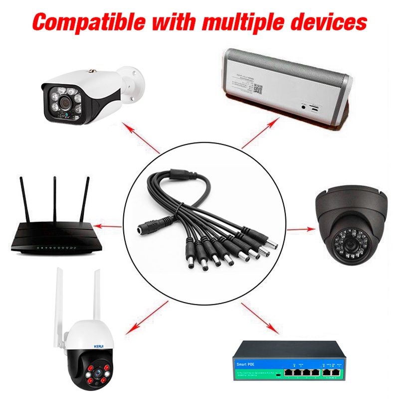 5.5 x 2.1mm 1 Female to 2 4 8  - Home Security La 评论和价格