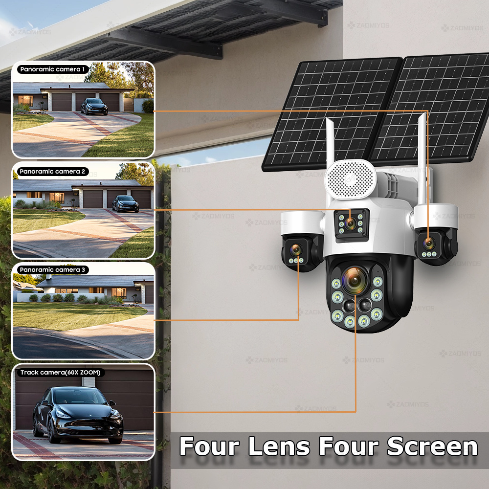4 Lens Outdoor 360° Surveillan - Home Security La 评论和价格