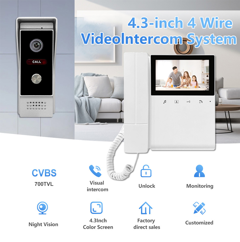 4 Wire Video Building Intercom - Home Security Uk 评论和价格