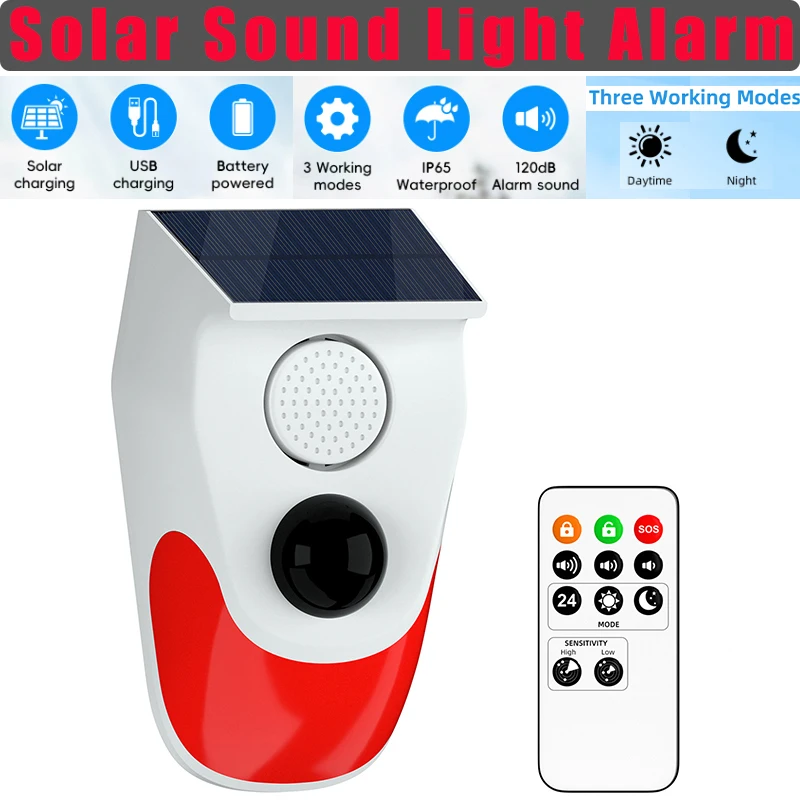 Solar Sound Light Alarm Wirele - Alarm Siren Outdoor 评论和价格
