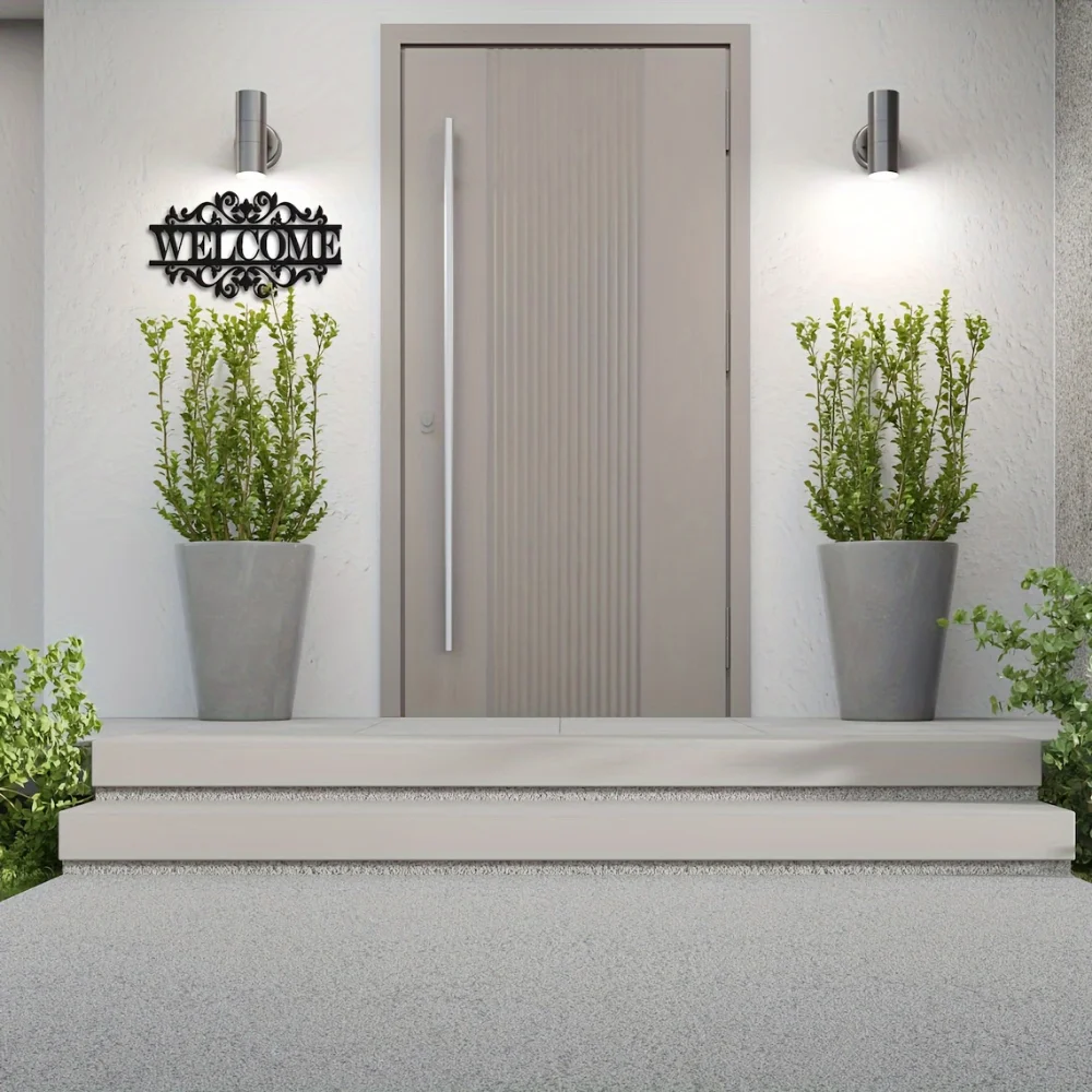 Rustic Metal Welcome Sign with - Home Security Yard Sign 评论和价格