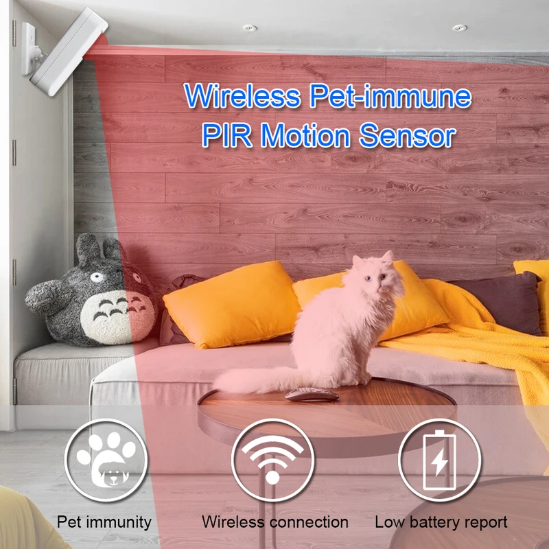 White Wireless 433MHz Infrared - Pet Immune Pir Sensor 评论和价格