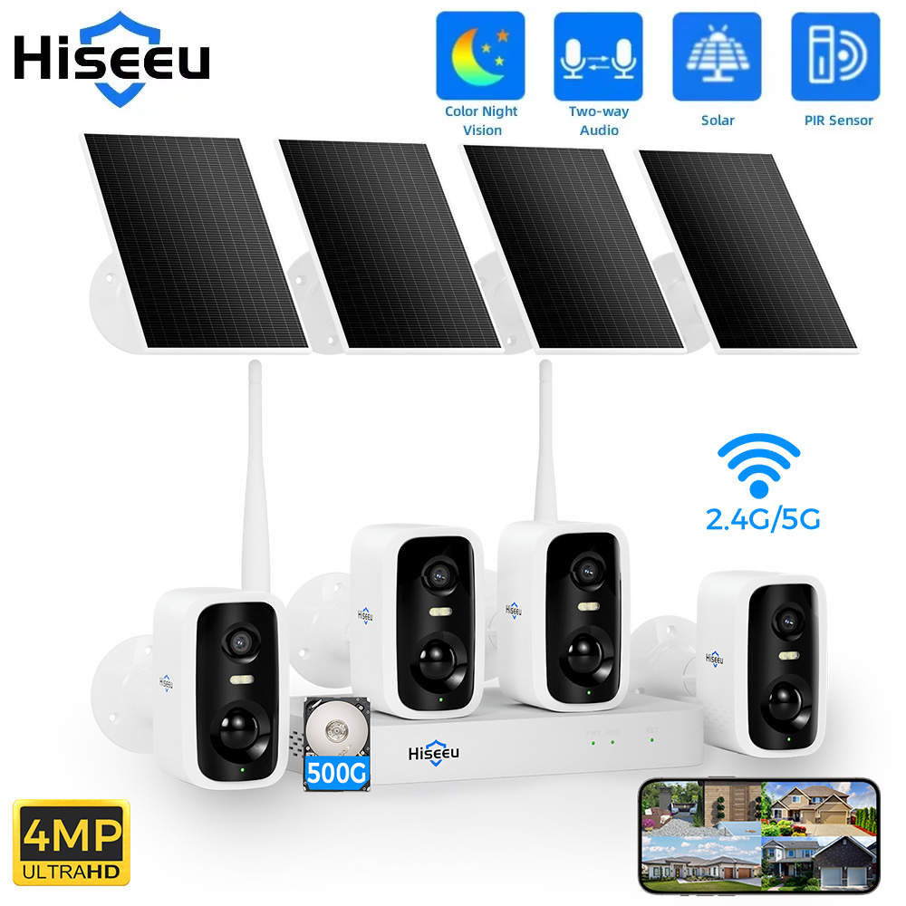 Hiseeu 10CH NVR 4MP WiFi Solar - Home Security Kit With Camera 评论和价格