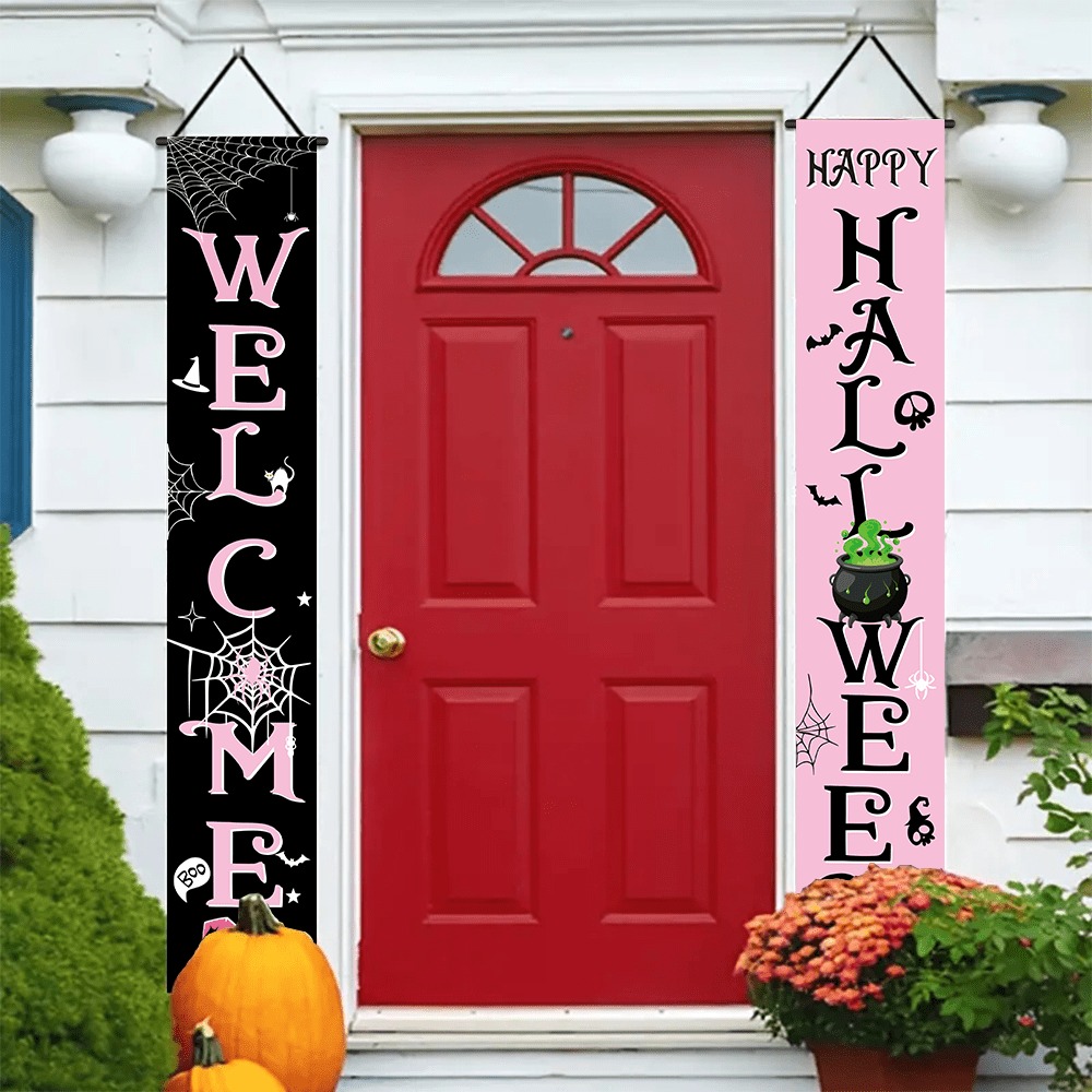 Pink Black Halloween Porch Ban - Home Security Yard Sign 评论和价格