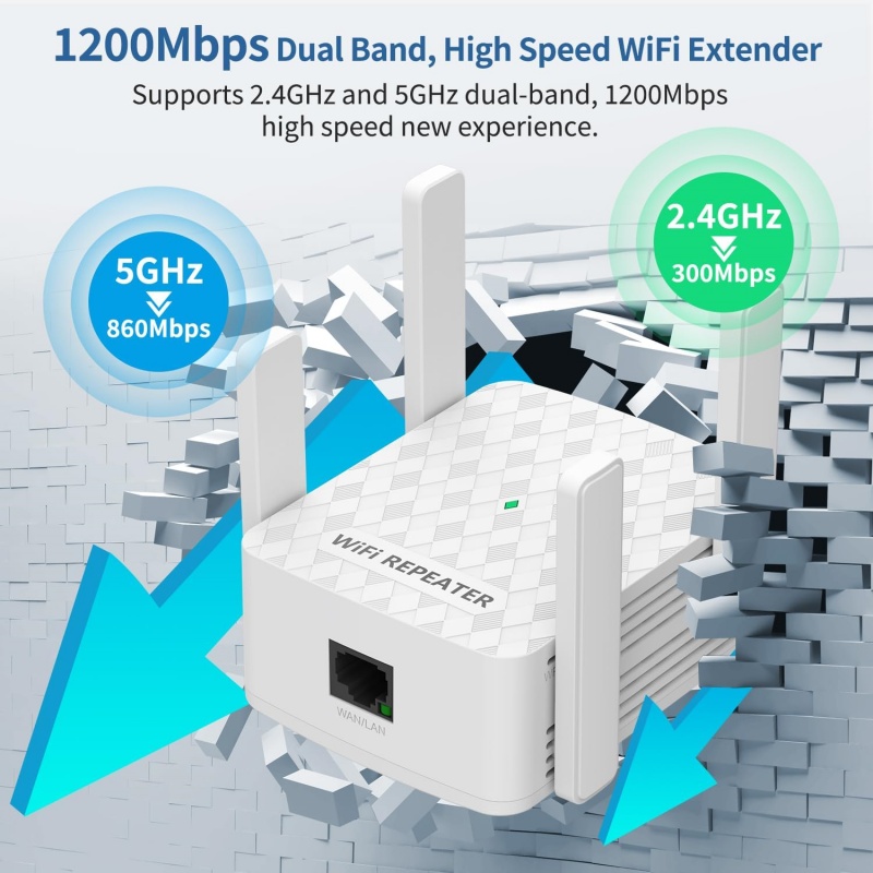 1200Mbps WiFi Repeater 2.4&5.8 - Home Security Uk 评论和价格