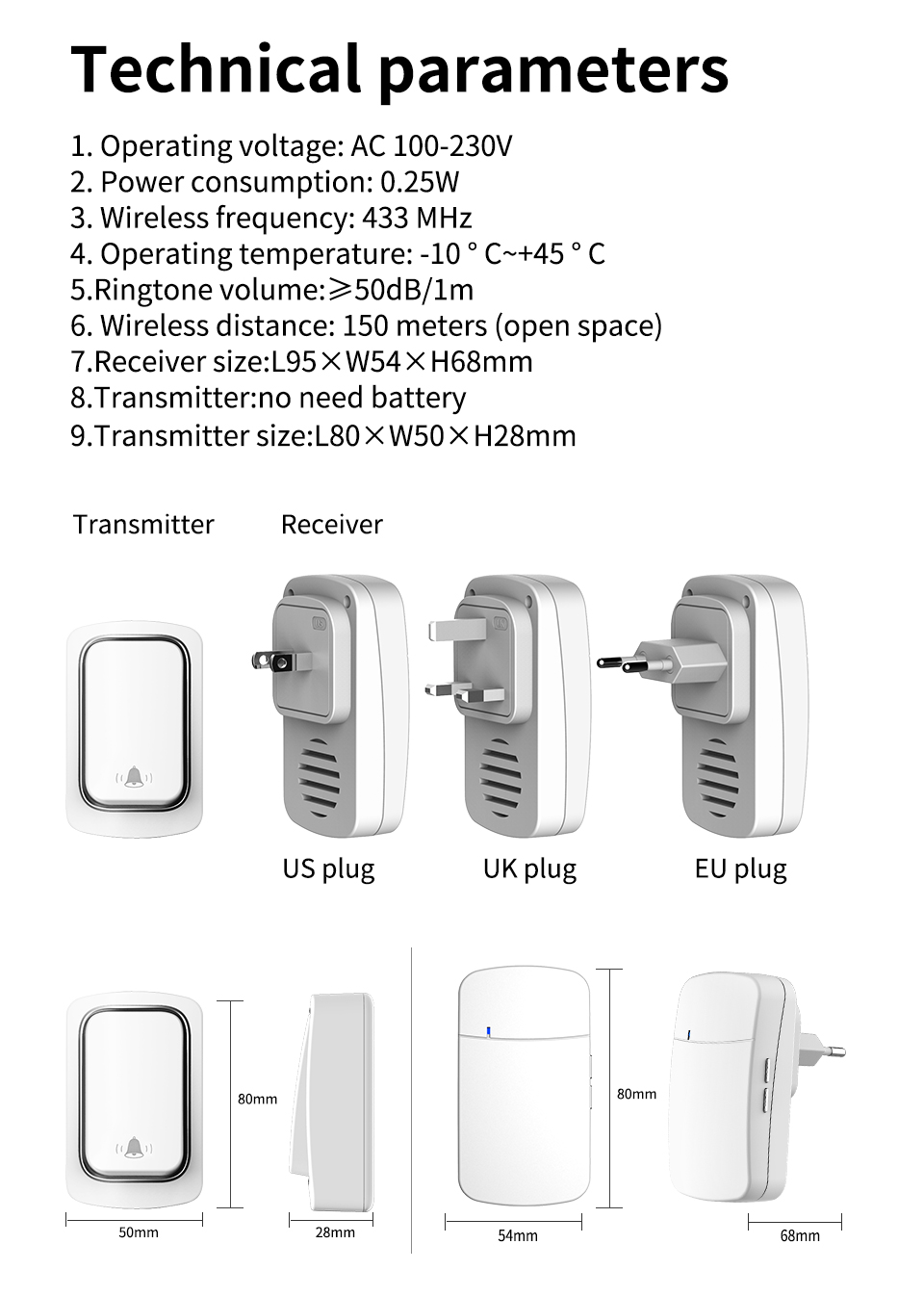 Wireless Doorbell Welcome Chim - Home Security Uk 评论和价格